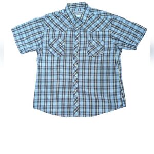Wrancher (Wrangler) Blue and Brown Plaid Men's Shirt